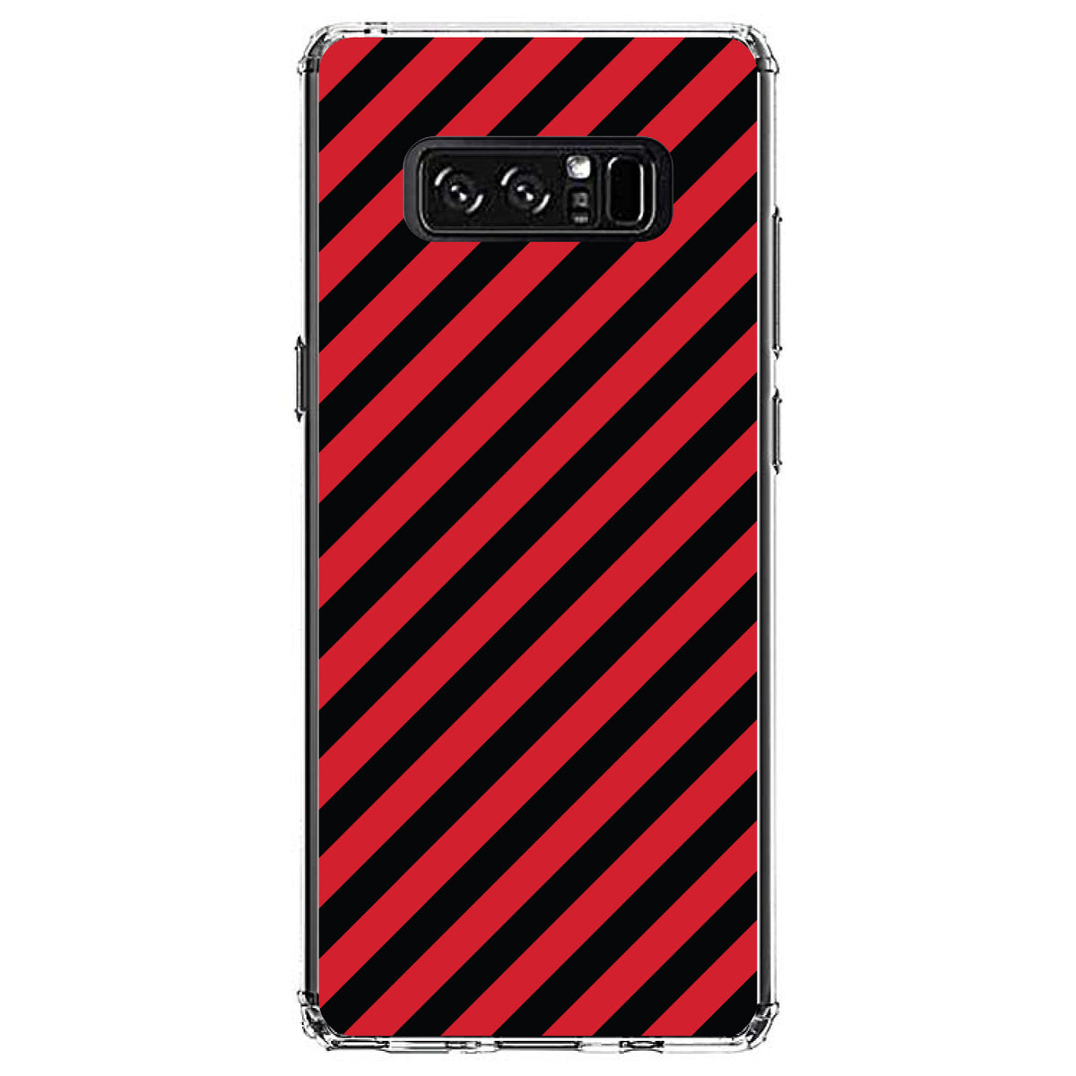 Black Red Diagonal Stripes Clear Shockproof iPhone Case, view 12