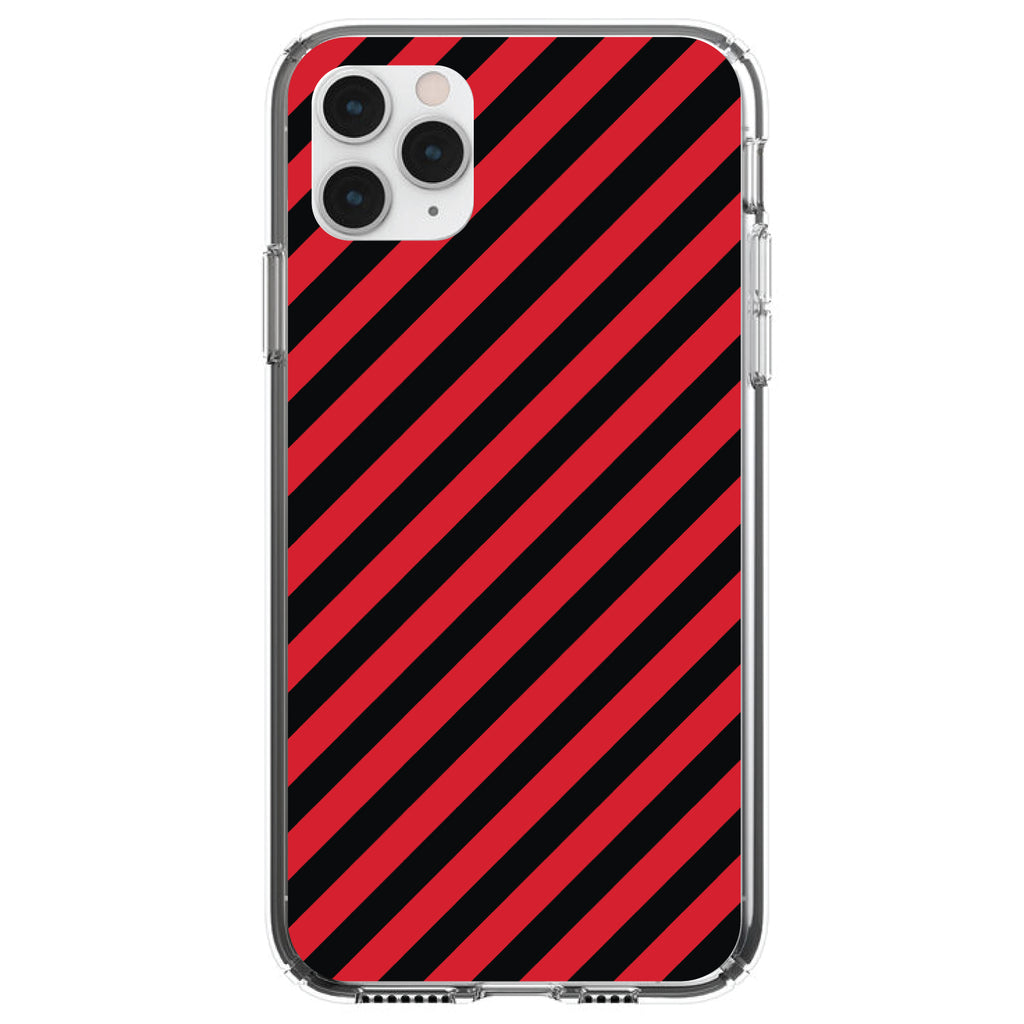Black Red Diagonal Stripes Clear Shockproof iPhone Case