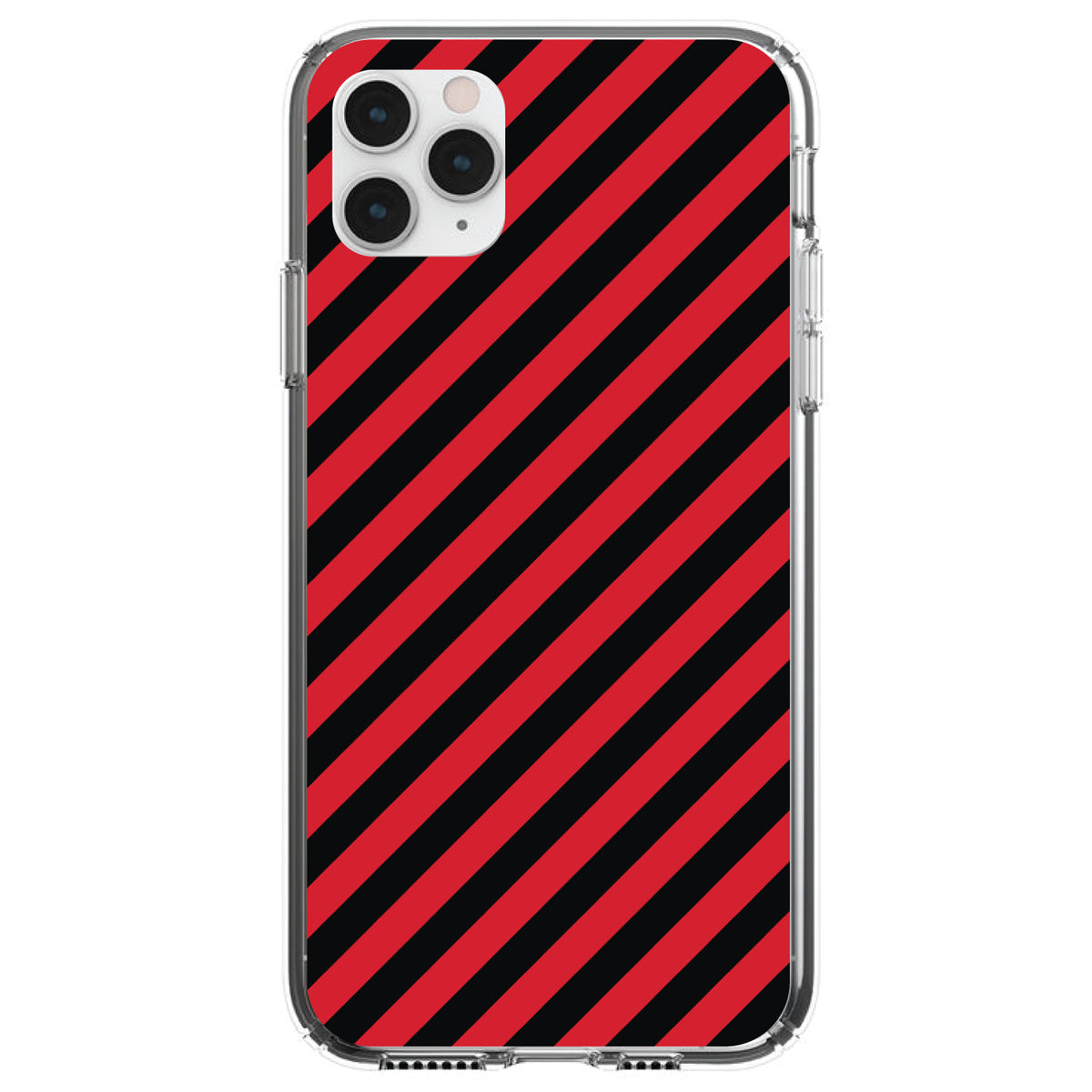 Black Red Diagonal Stripes Clear Shockproof iPhone Case