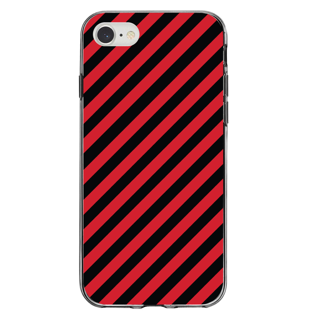 Black Red Diagonal Stripes Clear Shockproof iPhone Case, view 5