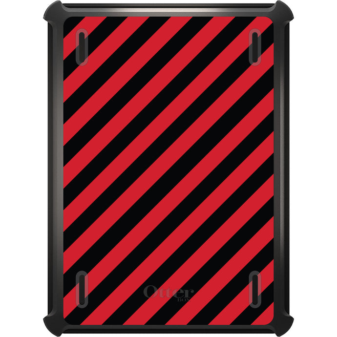 DistinctInk™ OtterBox Defender Series Case for Apple iPad / iPad Pro / iPad Air / iPad Mini - Black Red Diagonal Stripes
