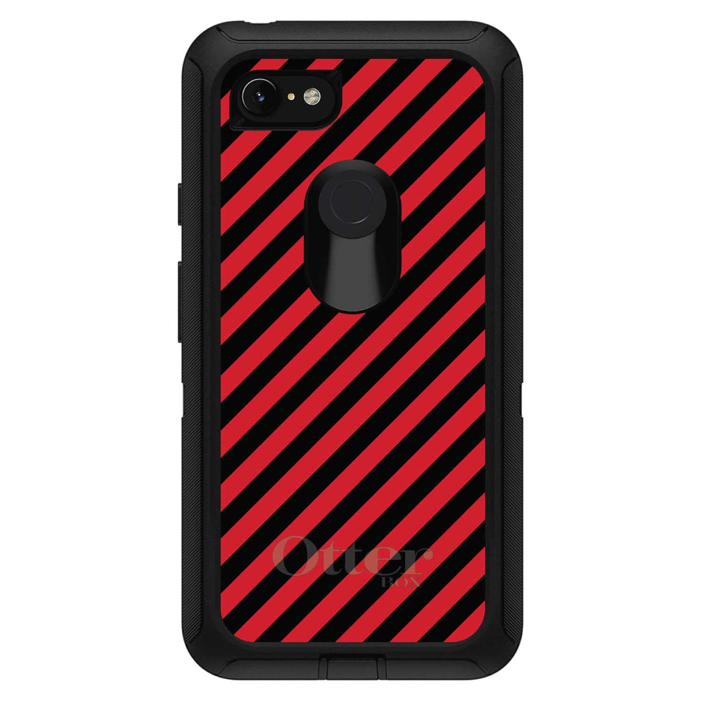Black Red Diagonal Stripes OtterBox Defender Case for iPhone & Galaxy, view 15