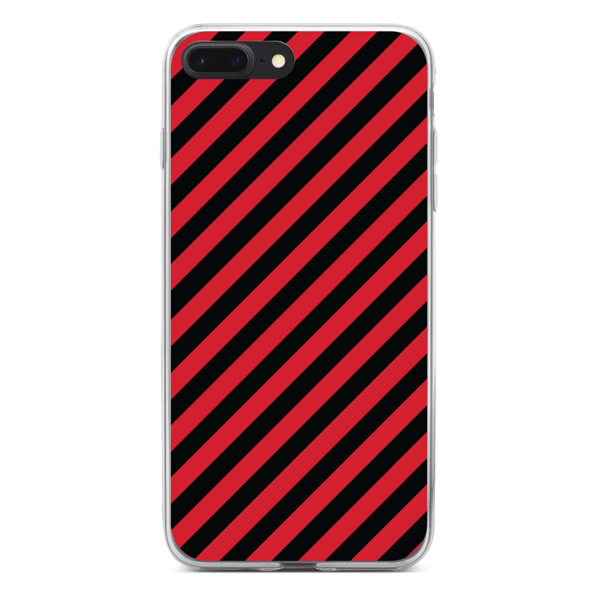 Black Red Diagonal Stripes Clear Shockproof iPhone Case, view 6