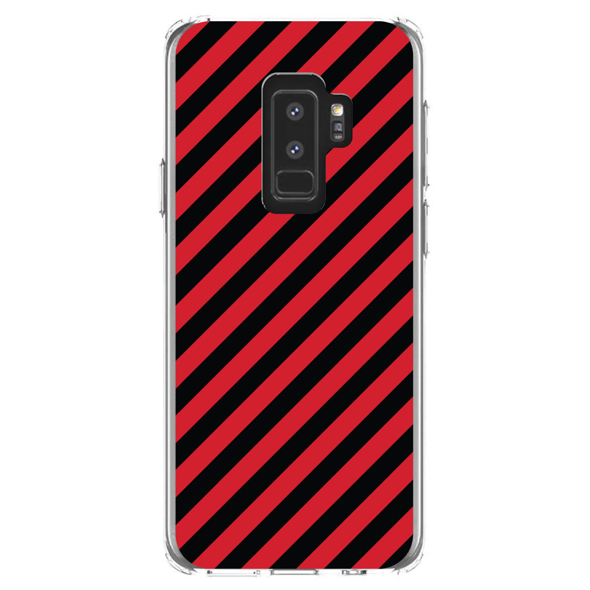 Black Red Diagonal Stripes Clear Shockproof iPhone Case, view 20