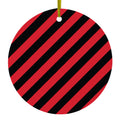 Black Red Diagonal Stripes Ceramic Ornament