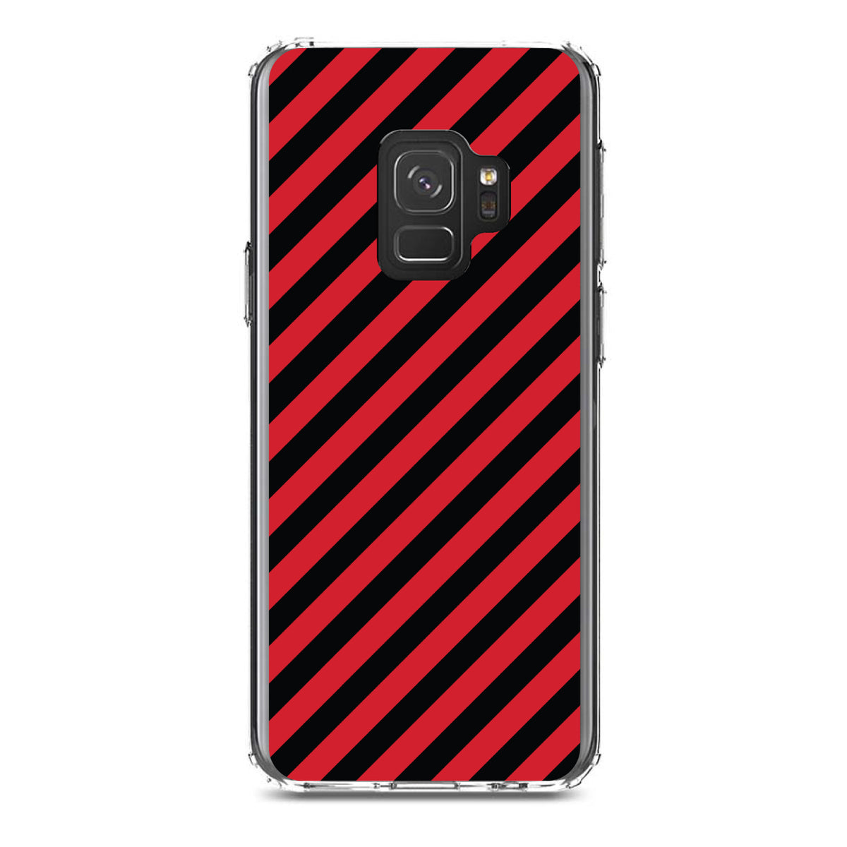 Black Red Diagonal Stripes Clear Shockproof iPhone Case, view 19