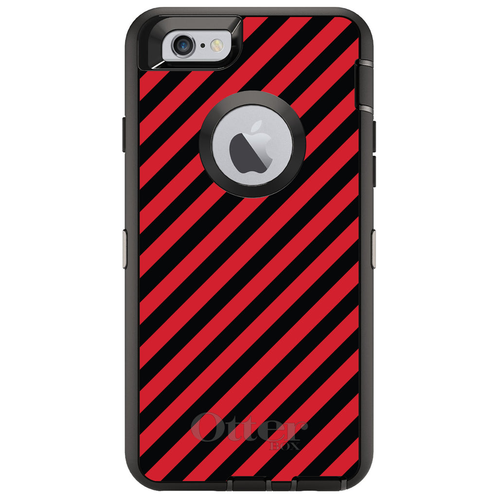 Black Red Diagonal Stripes OtterBox Defender Case for iPhone & Galaxy, view 4