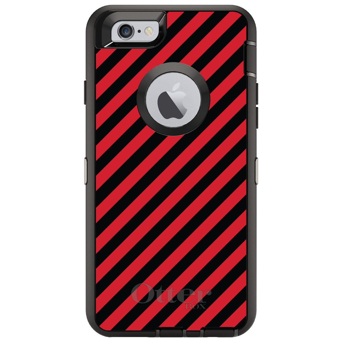 Black Red Diagonal Stripes OtterBox Defender Case for iPhone & Galaxy, view 4