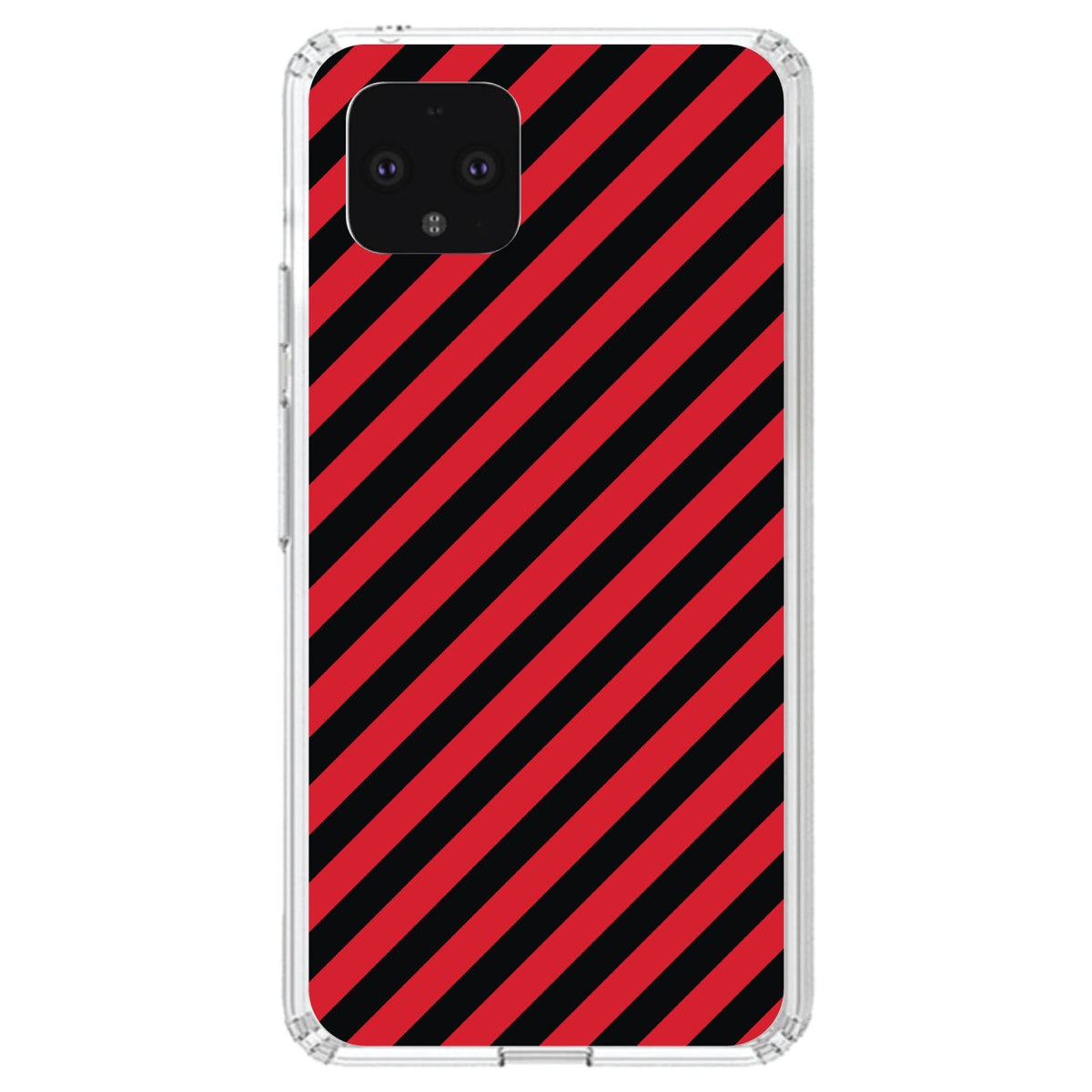Black Red Diagonal Stripes Clear Shockproof iPhone Case, view 23