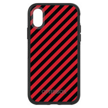 DistinctInk™ OtterBox Symmetry Series Case for Apple iPhone / Samsung Galaxy / Google Pixel - Black Red Diagonal Stripes