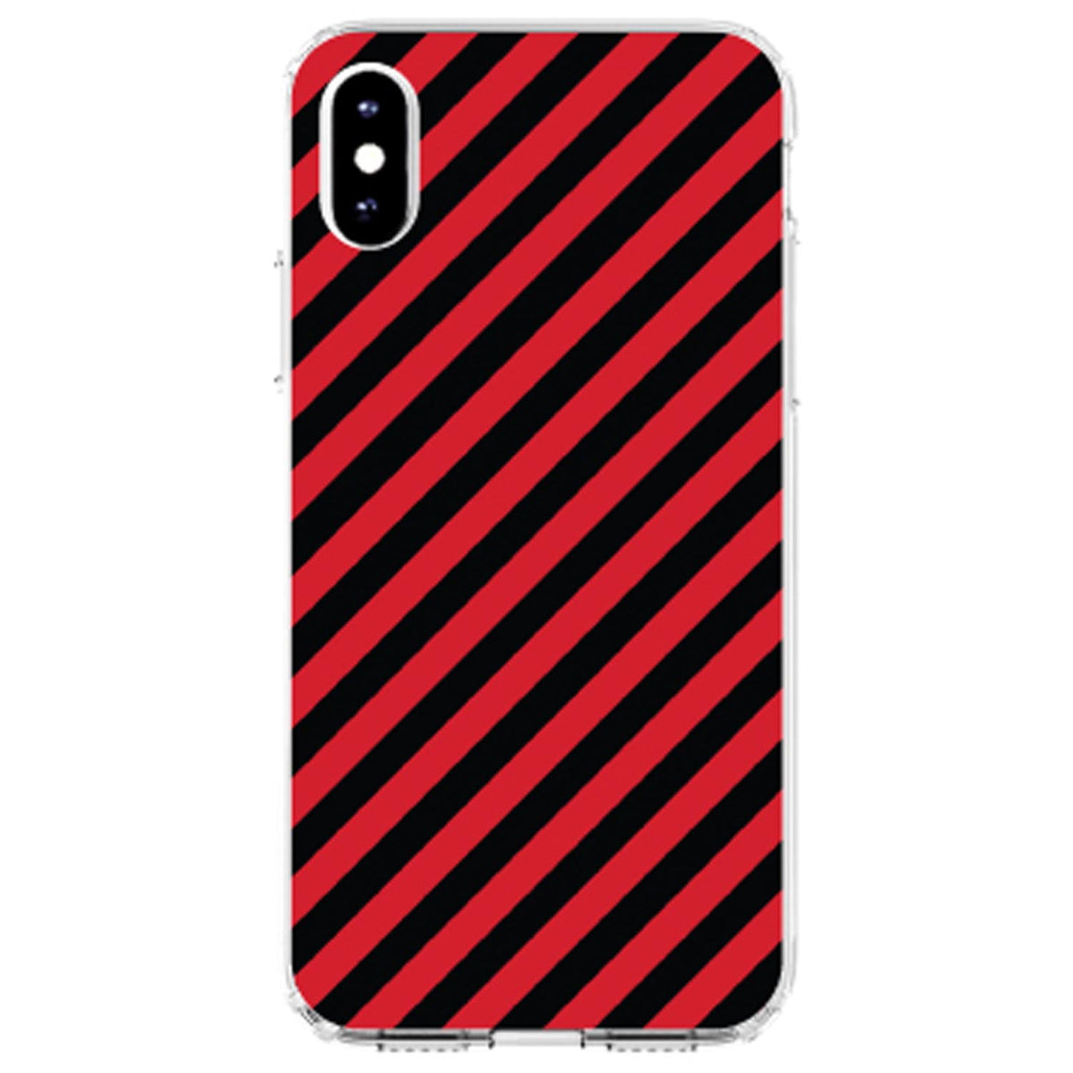 Black Red Diagonal Stripes Clear Shockproof iPhone Case, view 2