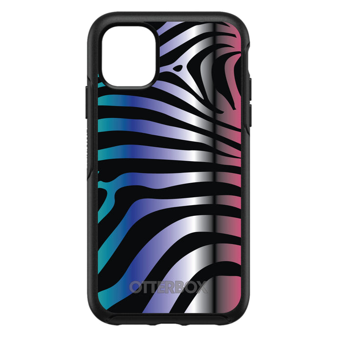 DistinctInk™ OtterBox Symmetry Series Case for Apple iPhone / Samsung Galaxy / Google Pixel - Black Pink Teal Blue Zebra