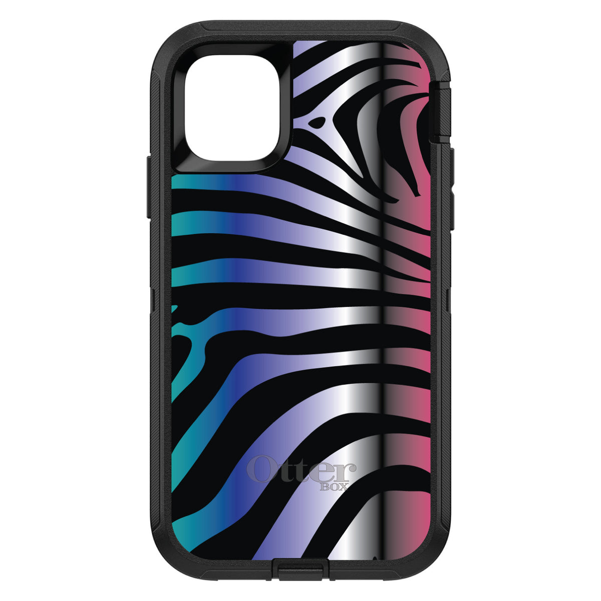 Black Pink Teal Blue Zebra OtterBox Defender Case for iPhone & Galaxy, view 2