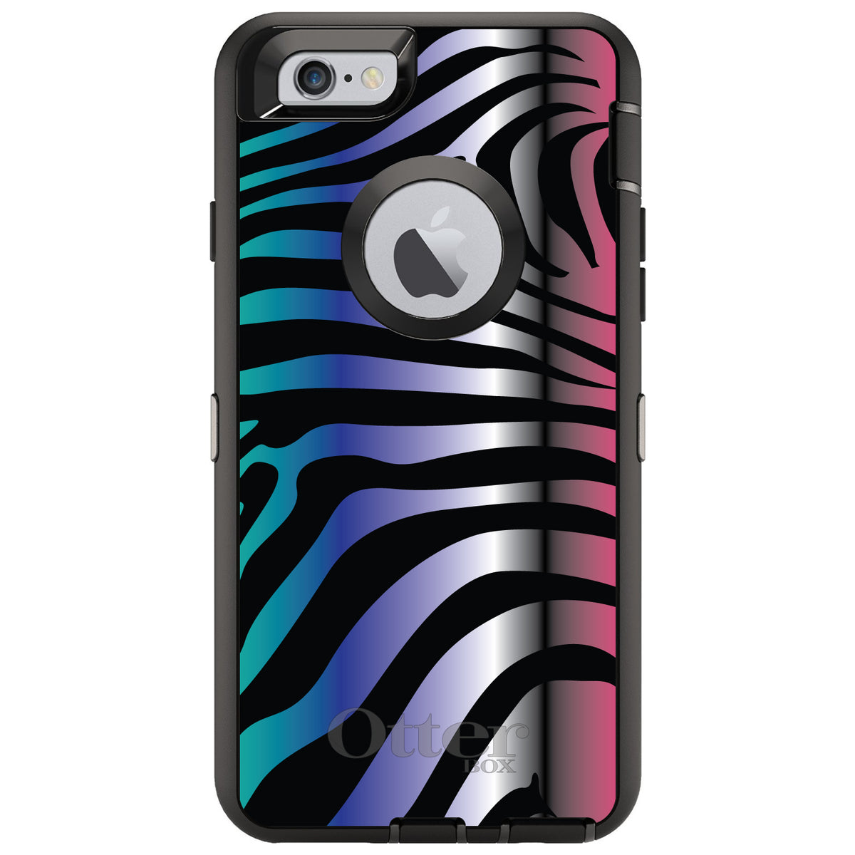 Black Pink Teal Blue Zebra OtterBox Defender Case for iPhone & Galaxy, view 4
