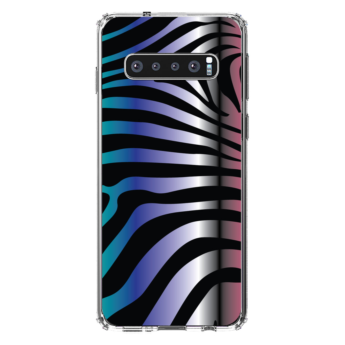Black Pink Teal Blue Zebra Clear Shockproof iPhone Case, view 17