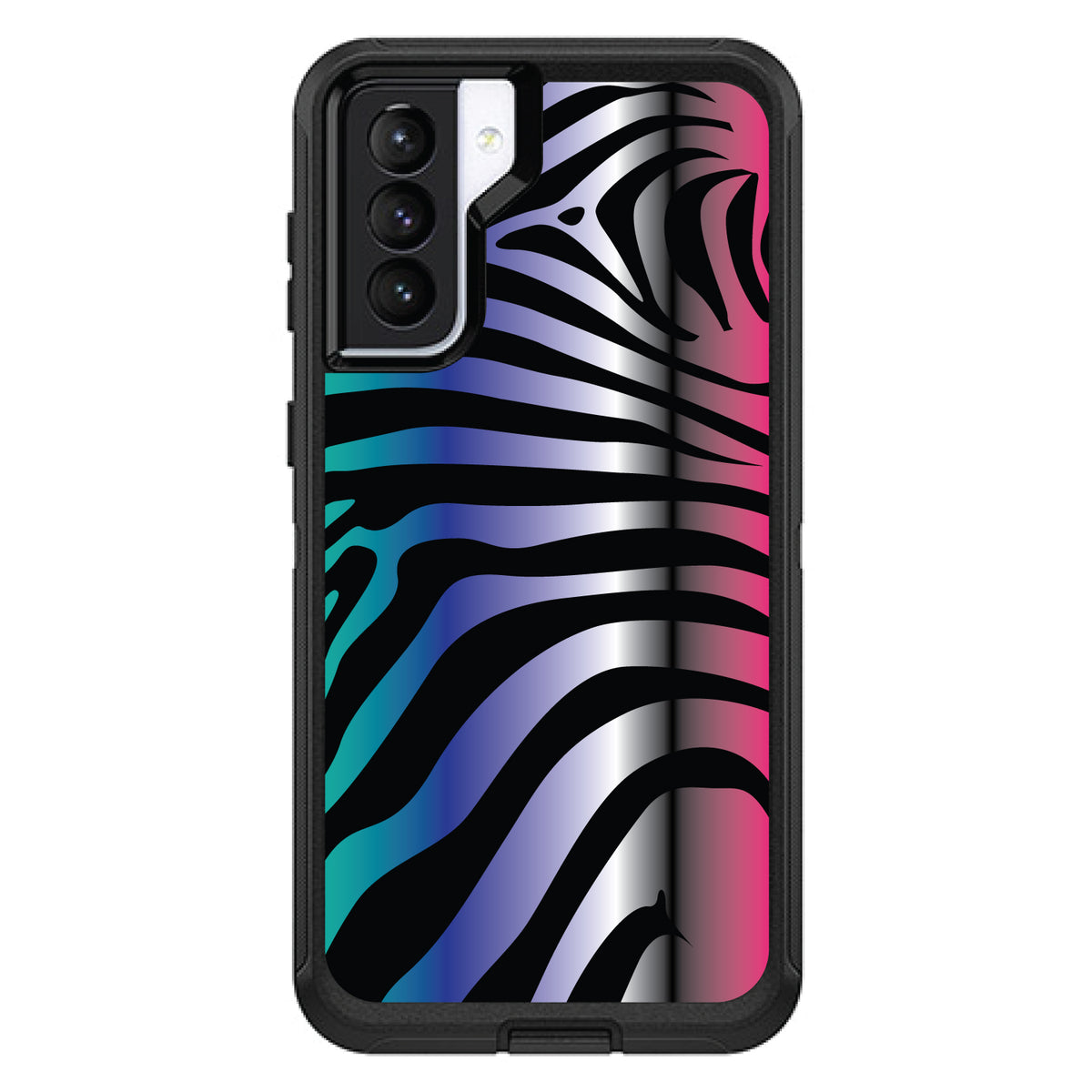 Black Pink Teal Blue Zebra OtterBox Defender Case for iPhone & Galaxy, view 6