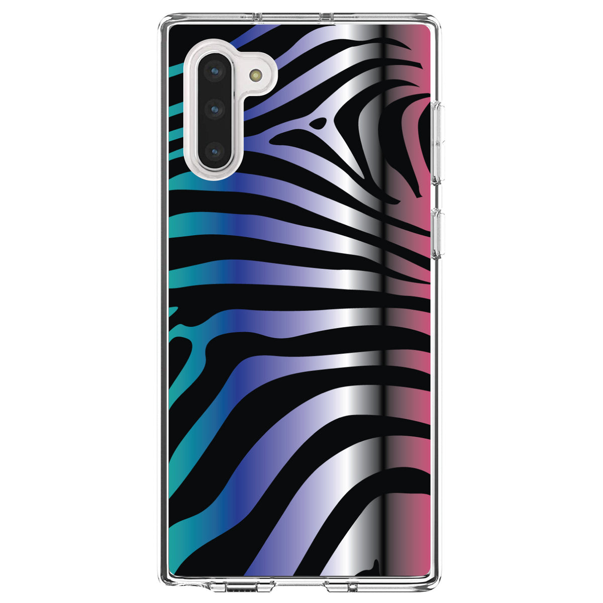 Black Pink Teal Blue Zebra Clear Shockproof iPhone Case, view 9