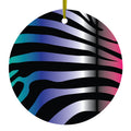 Black Pink Teal Blue Zebra Ceramic Ornament