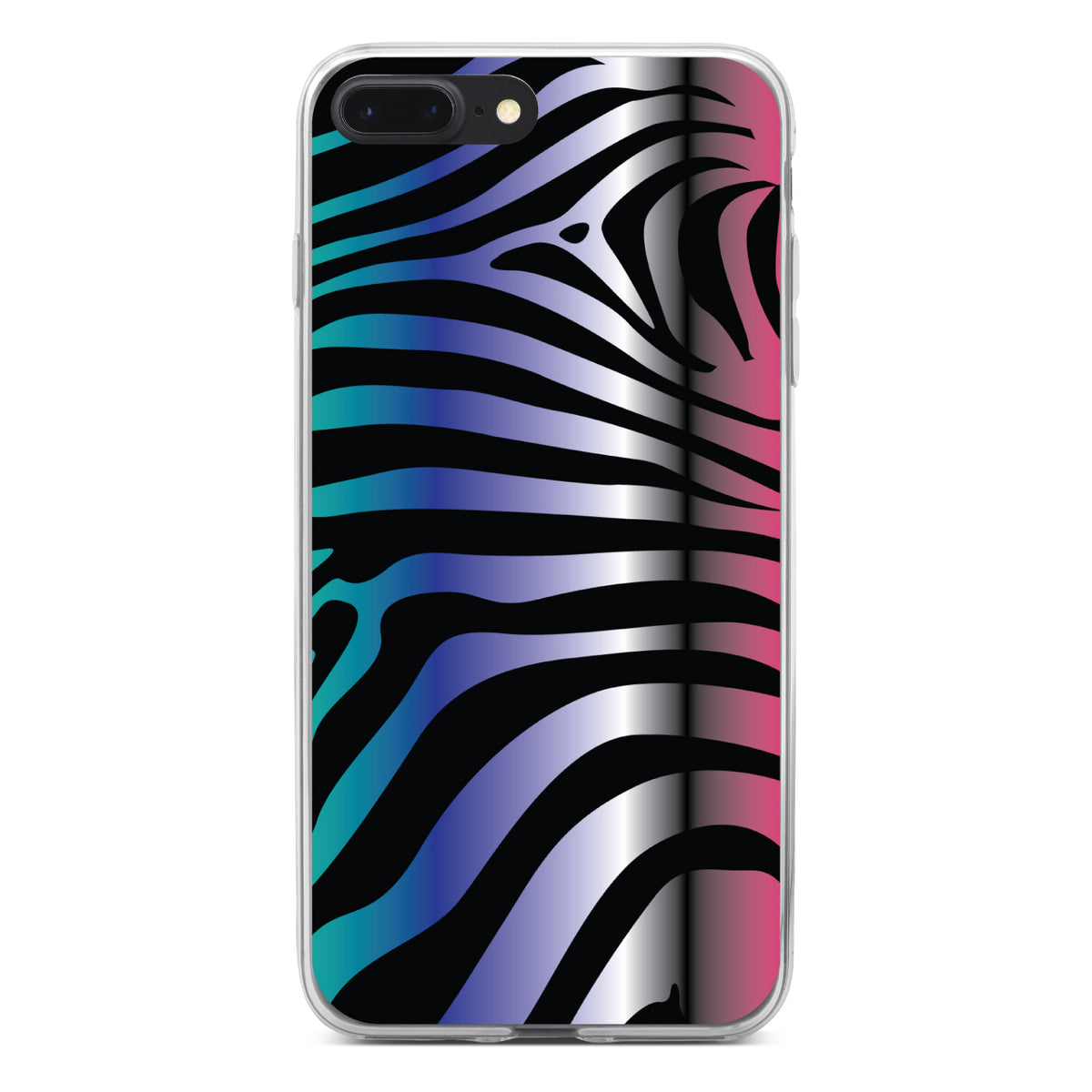 Black Pink Teal Blue Zebra Clear Shockproof iPhone Case, view 6