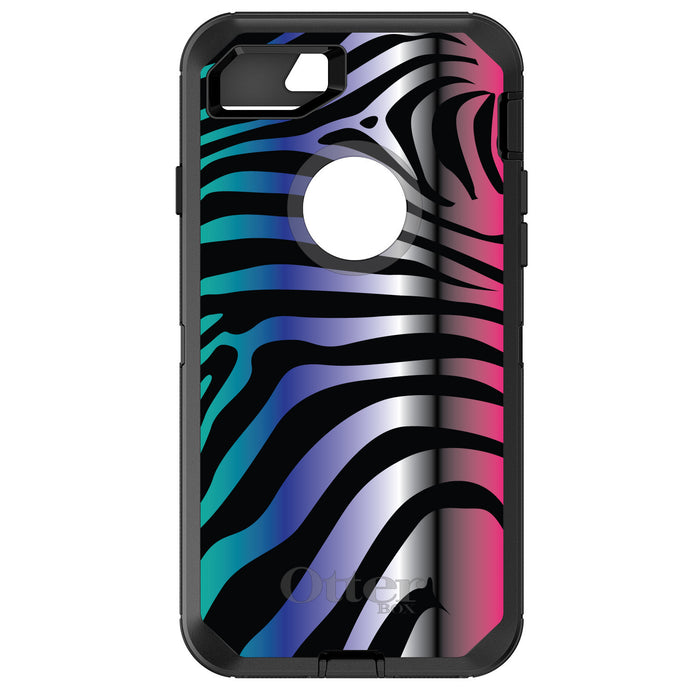 DistinctInk™ OtterBox Defender Series Case for Apple iPhone / Samsung Galaxy / Google Pixel - Black Pink Teal Blue Zebra
