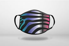 Black Pink Teal Blue Zebra - 3-Ply Reusable Soft Face Mask Covering, Unisex, Cotton Inner Layer