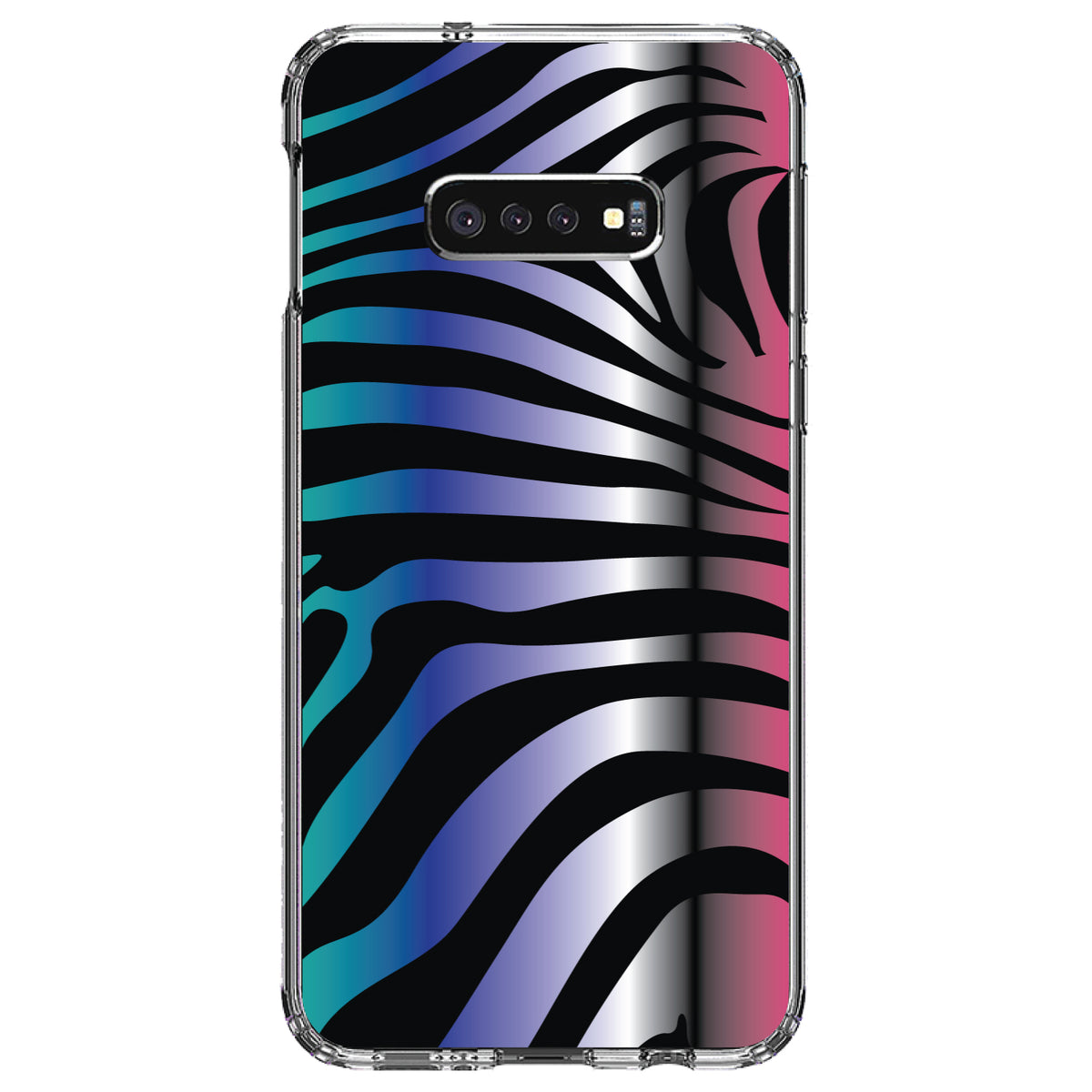 Black Pink Teal Blue Zebra Clear Shockproof iPhone Case, view 18