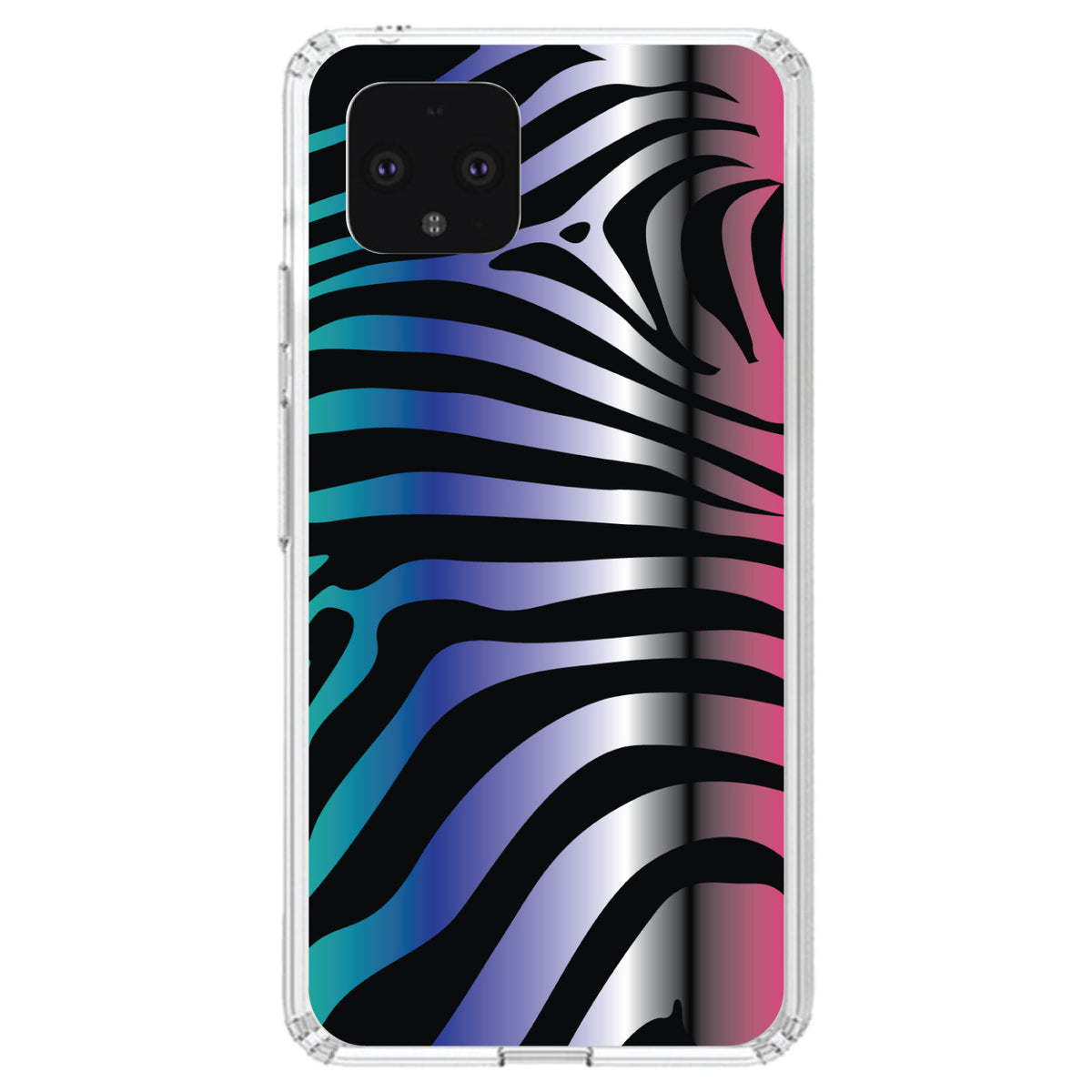 Black Pink Teal Blue Zebra Clear Shockproof iPhone Case, view 24