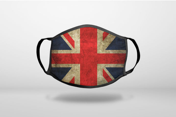 Red White Blue British Flag Old - 3-Ply Reusable Soft Face Mask Covering, Unisex, Cotton Inner Layer