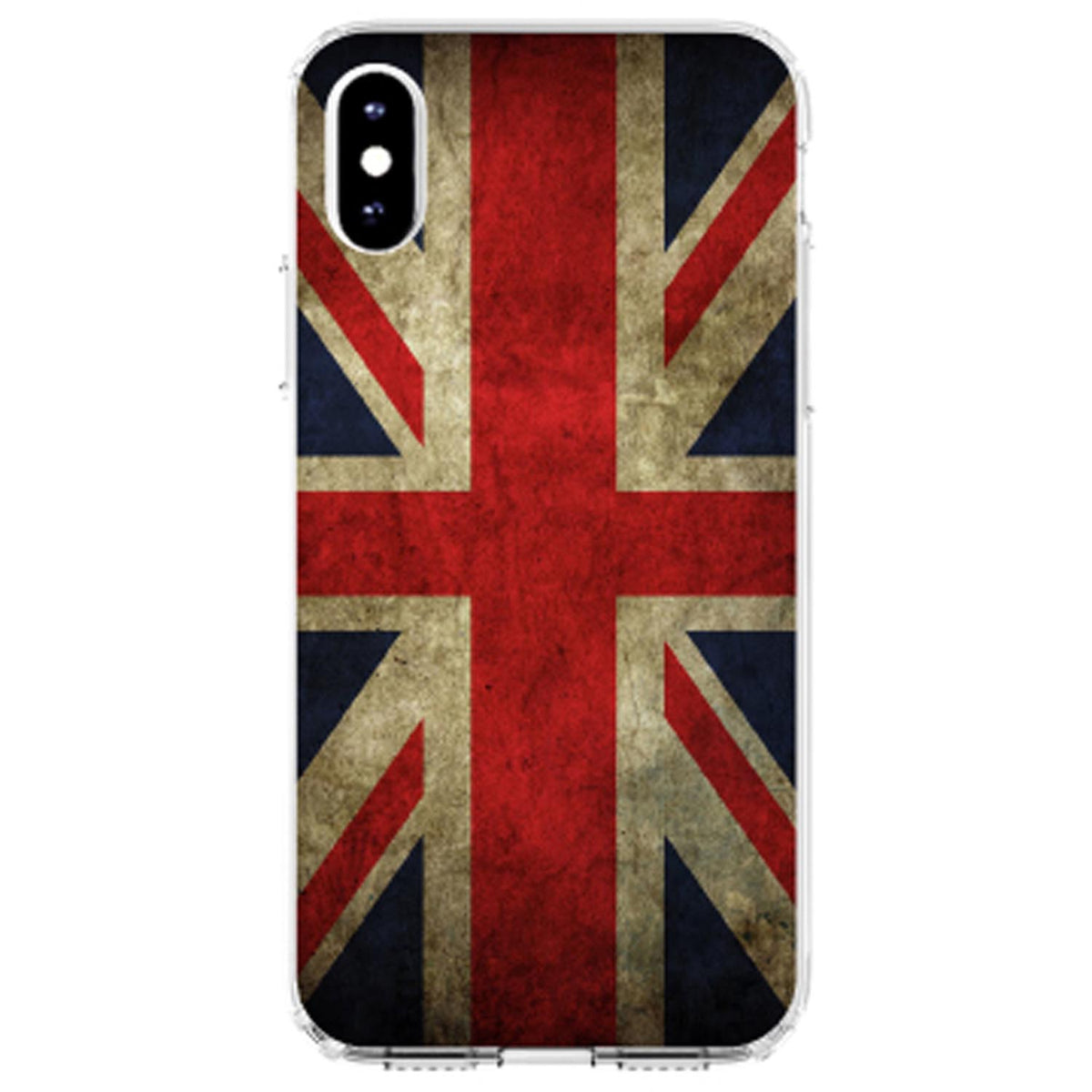 Red White Blue British Flag Old Clear Shockproof iPhone Case, view 2