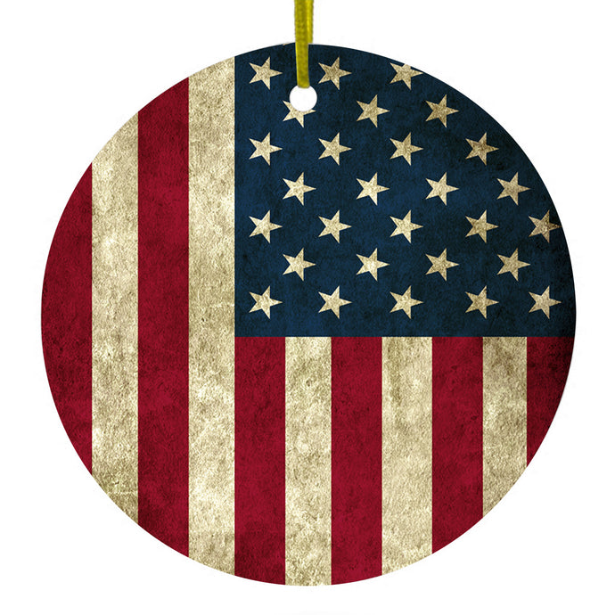 Red White Blue United States Flag Old Ceramic Ornament