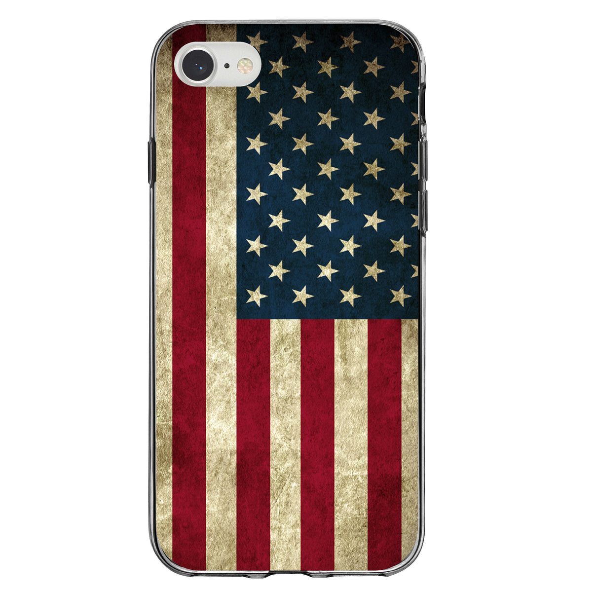 Red White Blue United States Flag Old Clear Shockproof iPhone Case, view 5