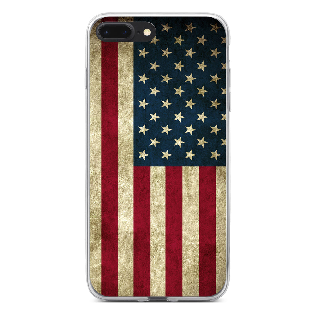 Red White Blue United States Flag Old Clear Shockproof iPhone Case, view 6