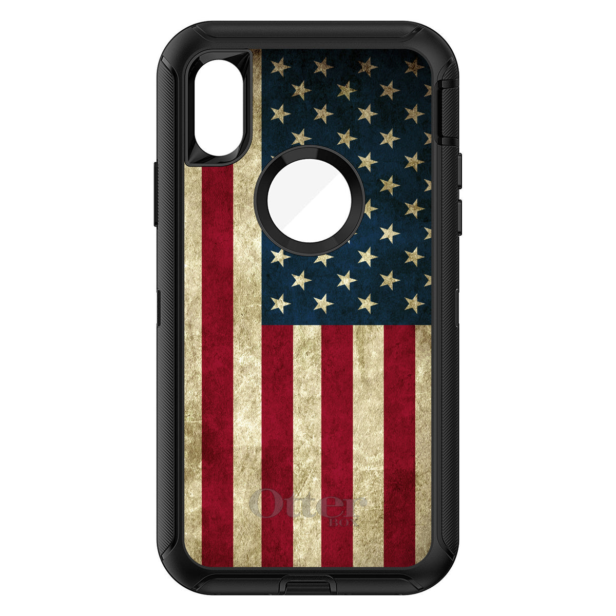 Red White Blue United States Flag Old OtterBox Defender Case for iPhone & Galaxy, view 3