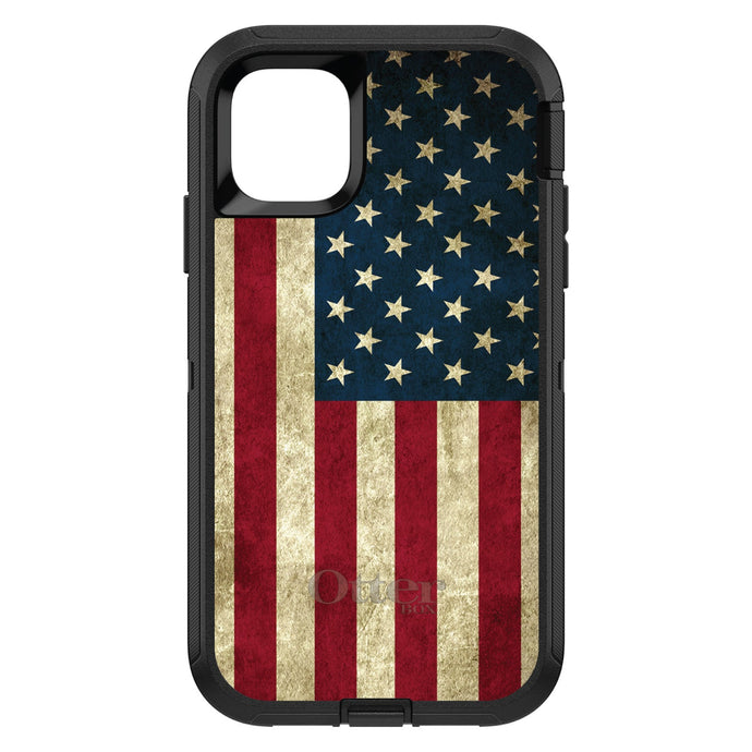 DistinctInk™ OtterBox Defender Series Case for Apple iPhone / Samsung Galaxy / Google Pixel - Red White Blue United States Flag Old