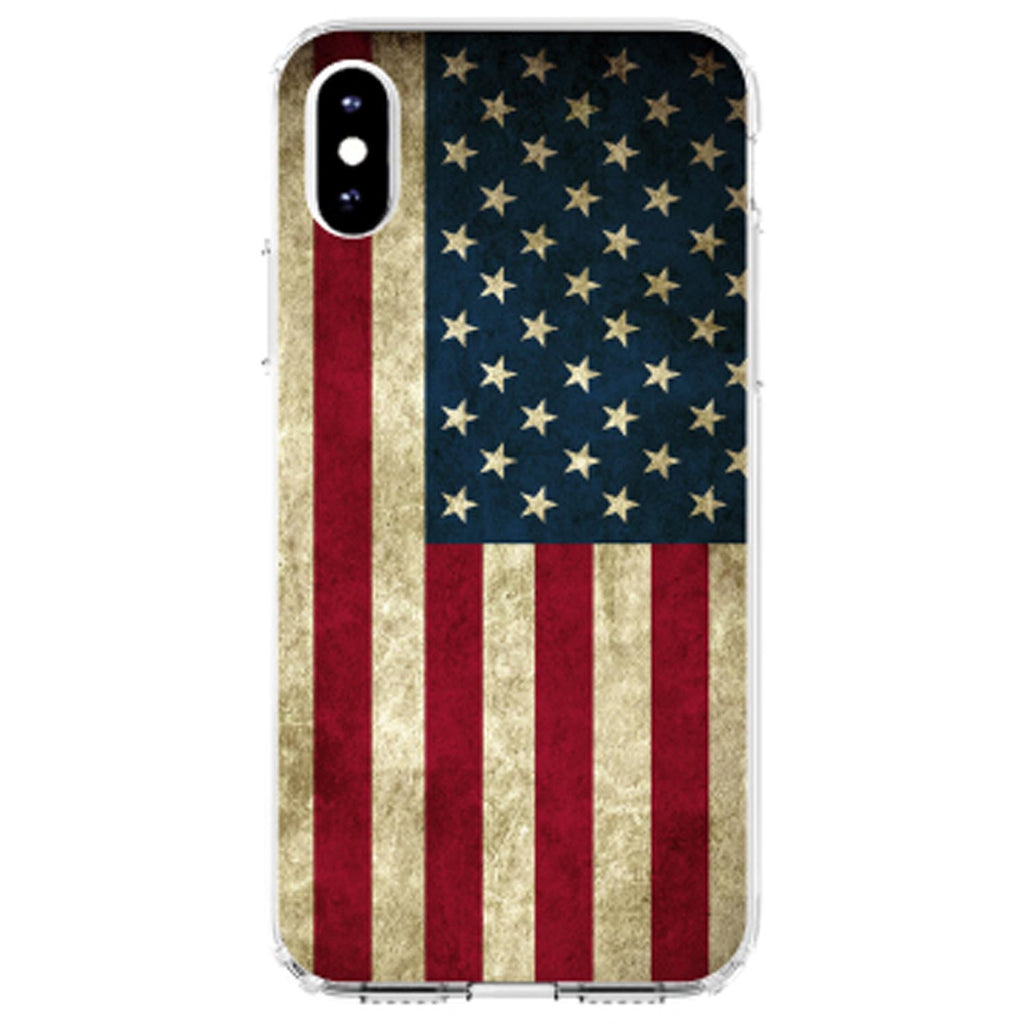 Red White Blue United States Flag Old Clear Shockproof iPhone Case, view 3