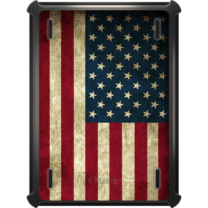 DistinctInk™ OtterBox Defender Series Case for Apple iPad / iPad Pro / iPad Air / iPad Mini - Red White Blue United States Flag Old