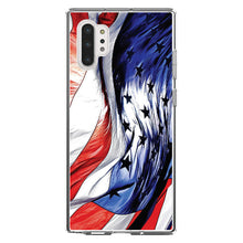 DistinctInk® Clear Shockproof Hybrid Case for Apple iPhone / Samsung Galaxy / Google Pixel - Red White Blue United States Flag Waving