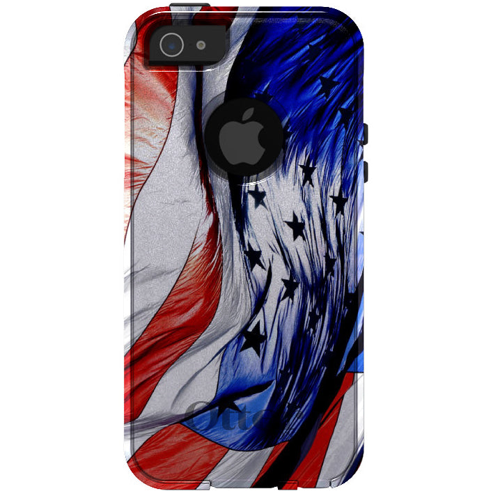 Red White Blue United States Flag Waving OtterBox Commuter Case for iPhone & Galaxy, view 5