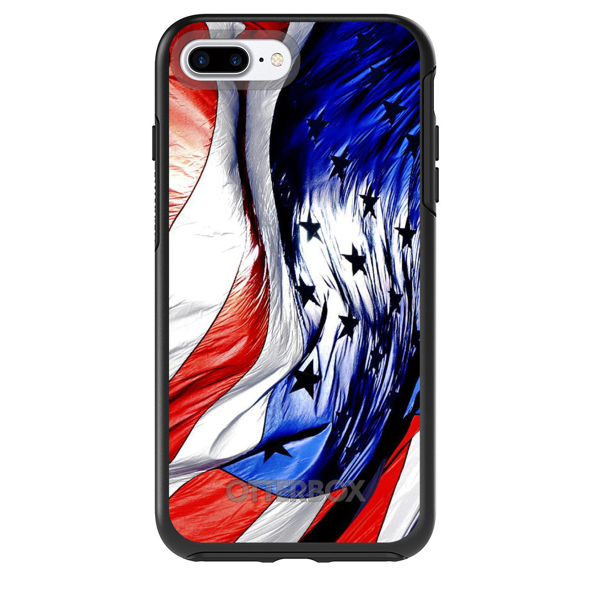 Red White Blue United States Flag Waving OtterBox Symmetry Case for iPhone & Galaxy, view 2