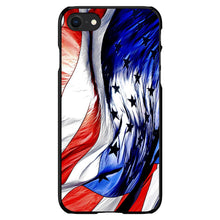 DistinctInk® Hard Plastic Snap-On Case for Apple iPhone or Samsung Galaxy - Red White Blue United States Flag Waving