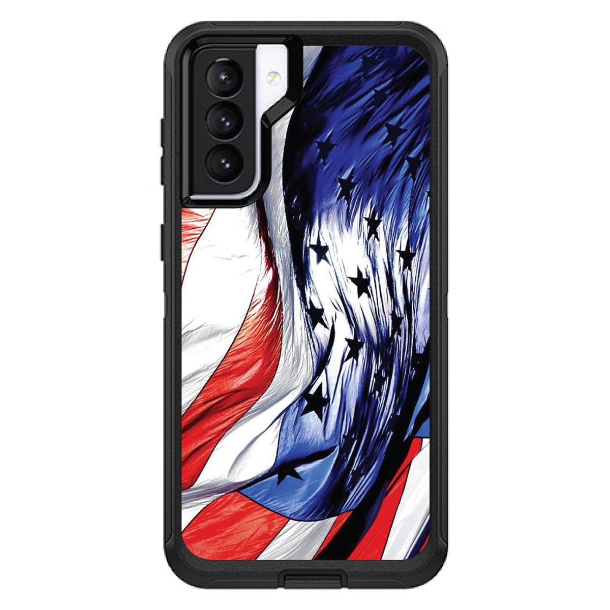 Red White Blue United States Flag Waving OtterBox Defender Case for iPhone & Galaxy, view 6