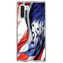 DistinctInk® Clear Shockproof Hybrid Case for Apple iPhone / Samsung Galaxy / Google Pixel - Red White Blue United States Flag Waving