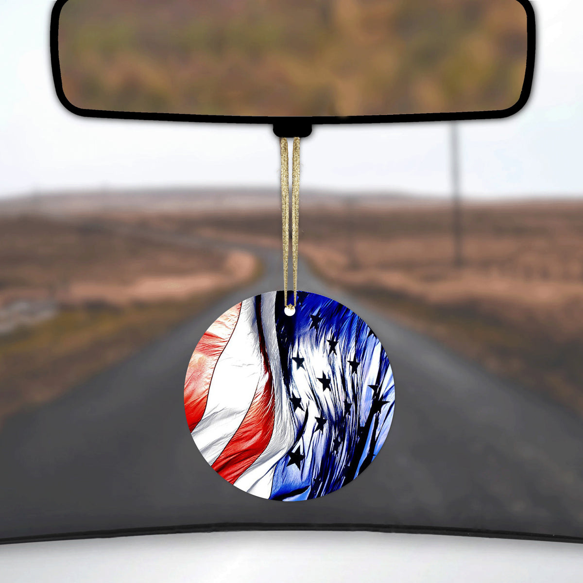 Red White Blue United States Flag Waving Ceramic Ornament, view 3