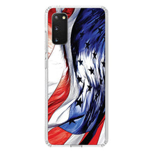DistinctInk® Clear Shockproof Hybrid Case for Apple iPhone / Samsung Galaxy / Google Pixel - Red White Blue United States Flag Waving