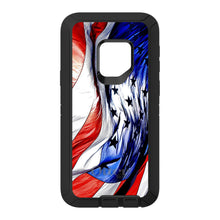 DistinctInk™ OtterBox Defender Series Case for Apple iPhone / Samsung Galaxy / Google Pixel - Red White Blue United States Flag Waving