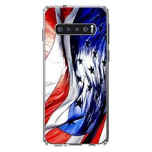 DistinctInk® Clear Shockproof Hybrid Case for Apple iPhone / Samsung Galaxy / Google Pixel - Red White Blue United States Flag Waving