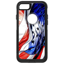 DistinctInk™ OtterBox Commuter Series Case for Apple iPhone or Samsung Galaxy - Red White Blue United States Flag Waving