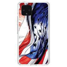 DistinctInk® Clear Shockproof Hybrid Case for Apple iPhone / Samsung Galaxy / Google Pixel - Red White Blue United States Flag Waving
