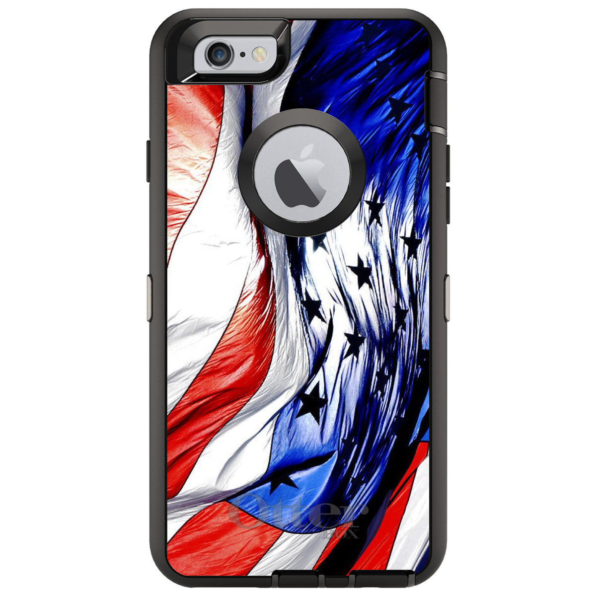 Red White Blue United States Flag Waving OtterBox Defender Case for iPhone & Galaxy, view 4