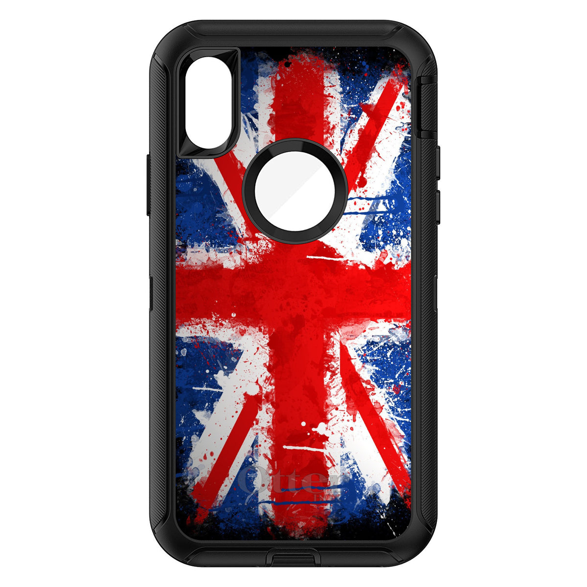 Red White Blue British Flag Graffiti OtterBox Defender Case for iPhone & Galaxy, view 3
